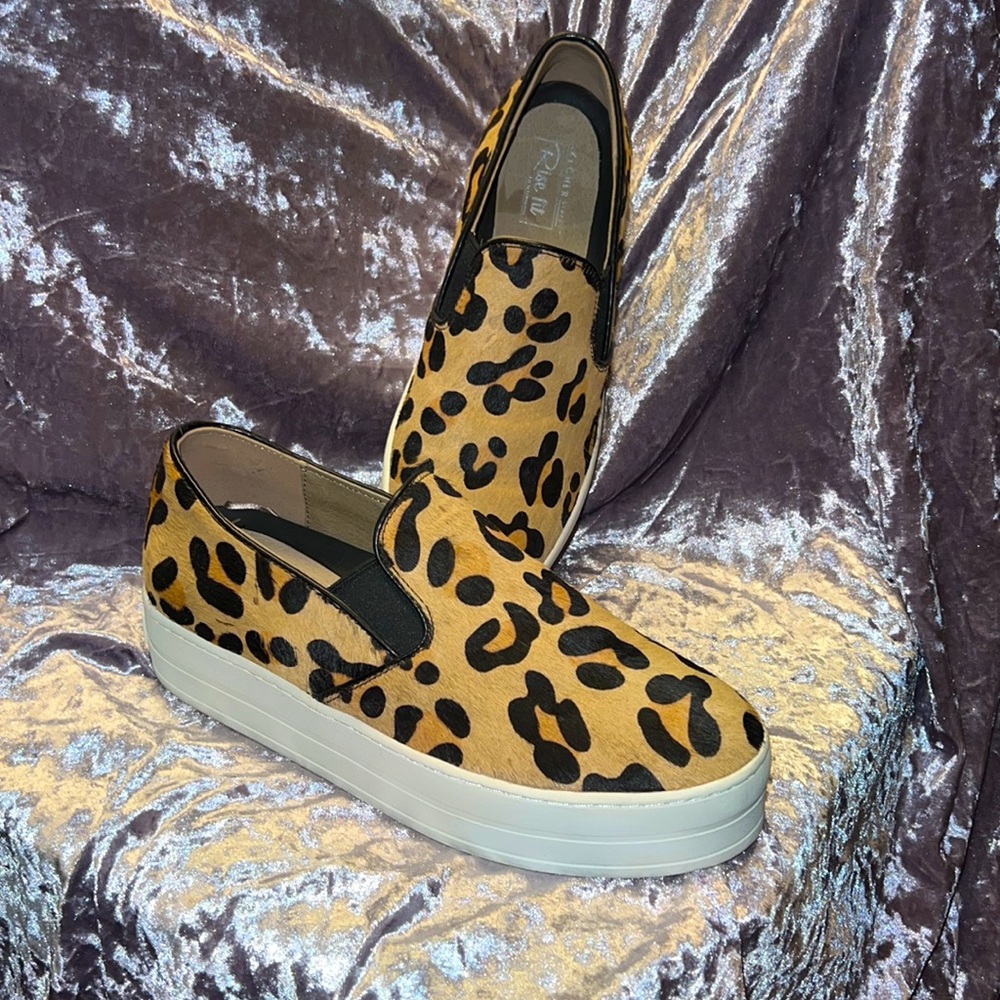 Leopard  Calf hair slip on platform sneakers